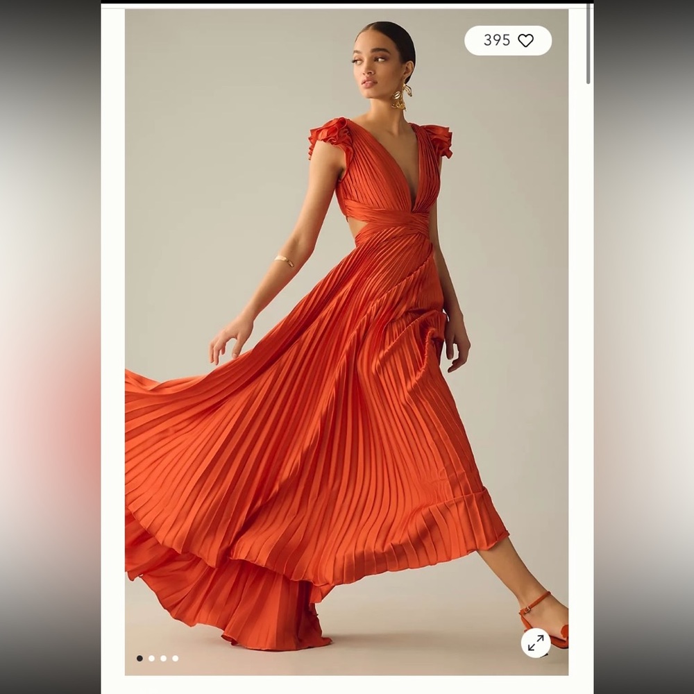 PLEATED RUFFLED CAP SLEEVE CUT OUT LACE UP GOWN